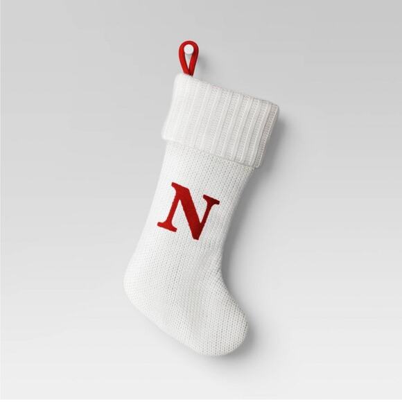 Knit Monogram Christmas Stocking White N - Wondershop - Picture 1 of 3